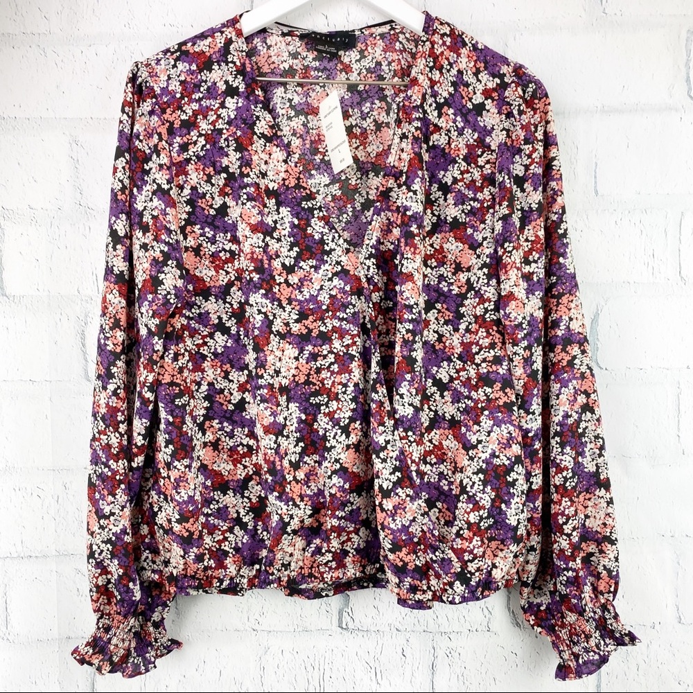 Sanctuary Cori Long Sleeve Wrap Front Blouse Top